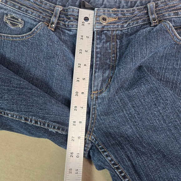 Harley Davidson Womens Blue Rhinestone Embellished Bootcut Jeans Medium Wash 10 - Picture 5 of 12